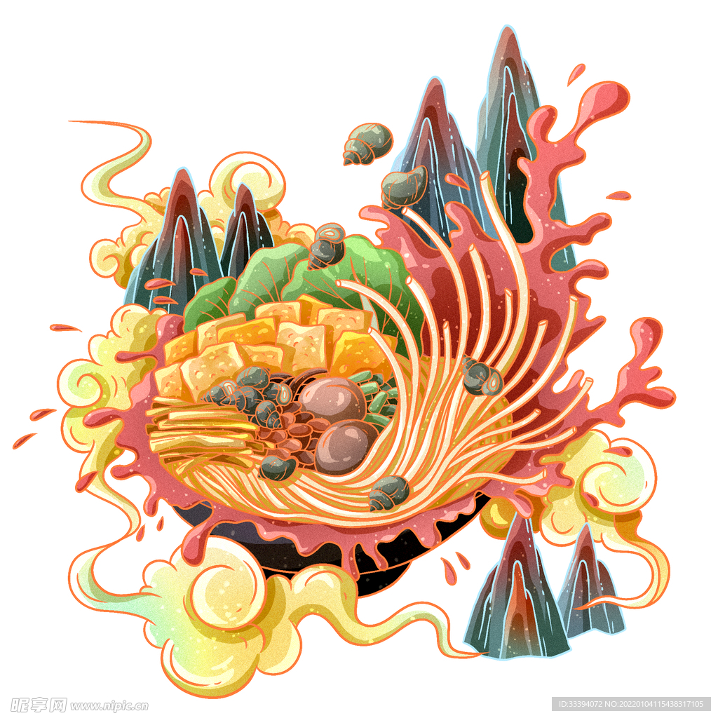 国潮风美食小吃螺蛳粉