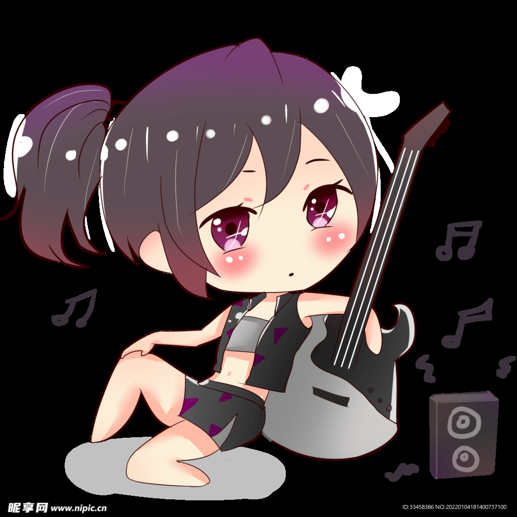 Q版音乐节音乐小女孩动漫人物