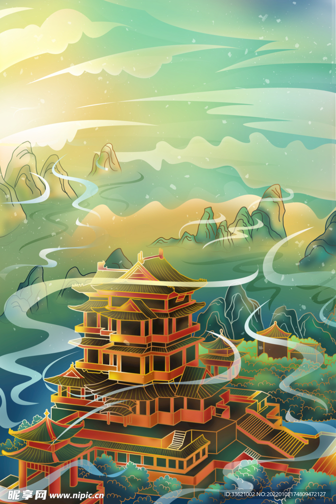 国潮海报 中国风背景 