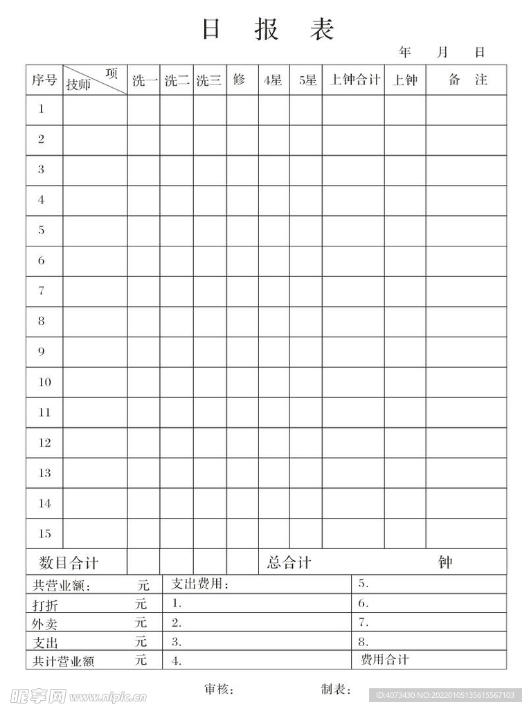 日报表