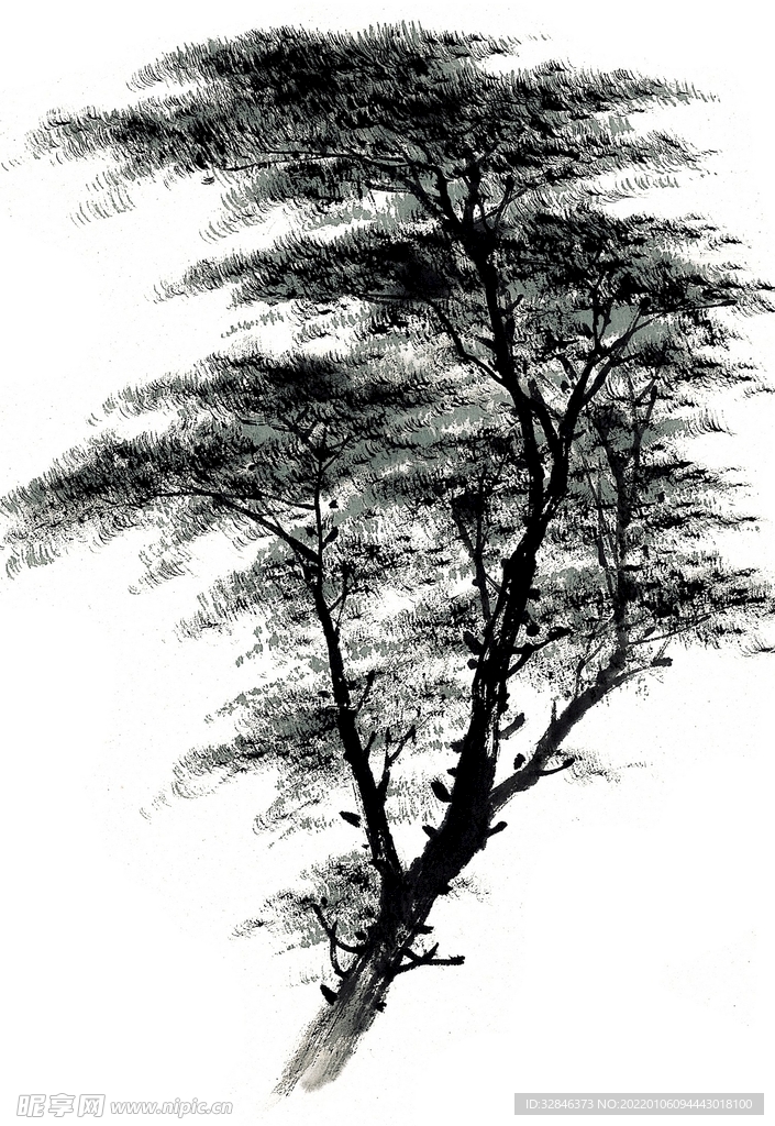 水墨画树木