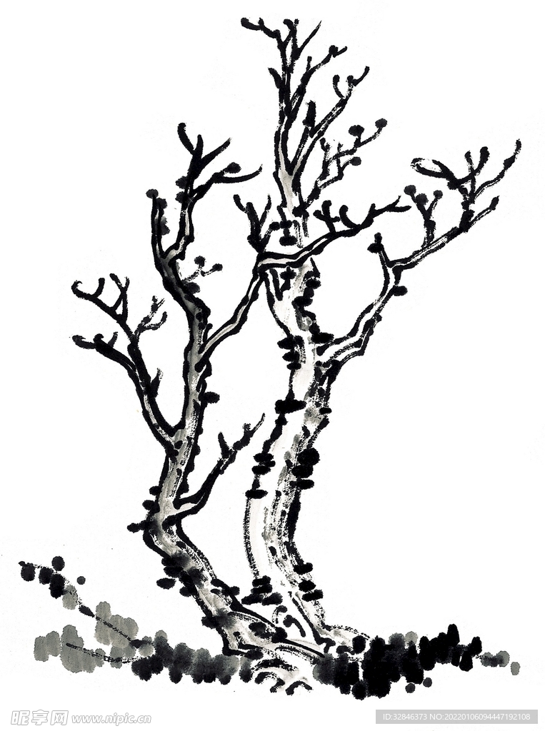 水墨画树木
