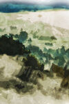 云山森林手绘油画水粉水彩装饰画