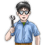 带着护目镜手拿扳手维修工人