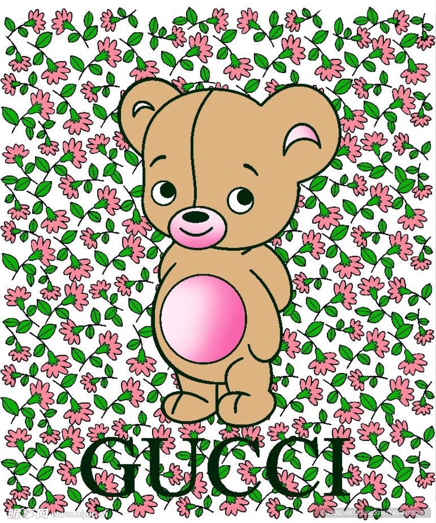 CUCCI 卡通熊 小花底纹
