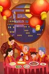 虎年插画新年吉祥海报