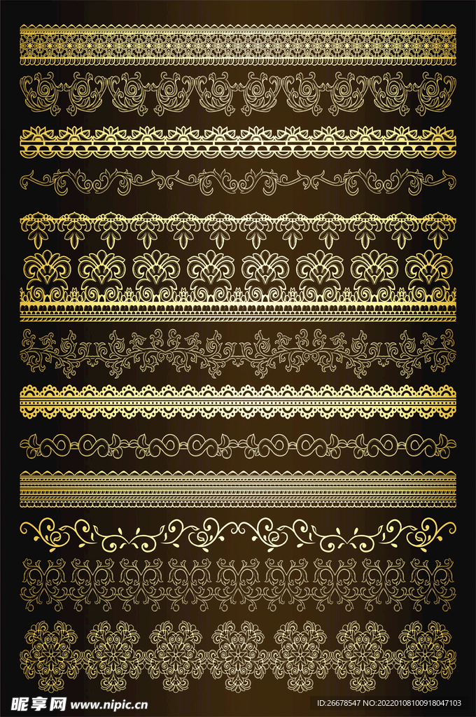 金色花边矢量
