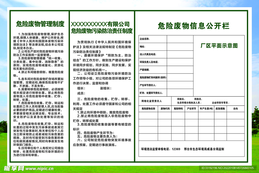 危废信息公示栏