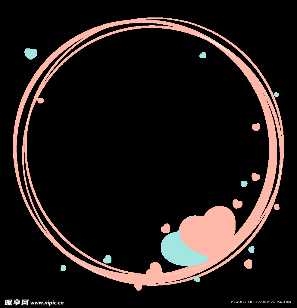 简约 爱心 泡泡 圆环 边框