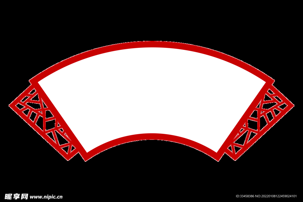 中国风 扇形 红色 边框 古风
