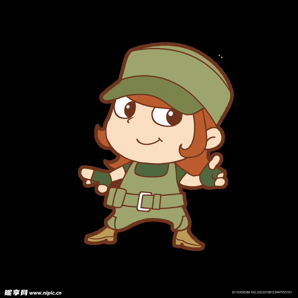 女兵 卡通 形象 素材 png