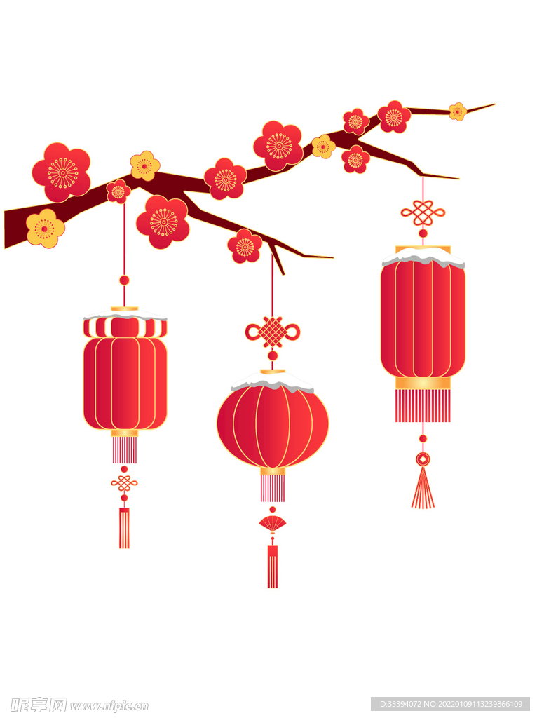 传统中国风春节新年红灯笼