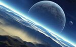 唯美宇宙星空山脉月球背景
