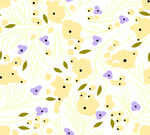 白底紫黄绿叶花