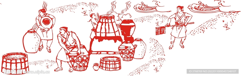 酿酒流程矢量图