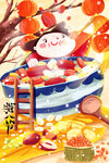 腊八节日插画海报展板