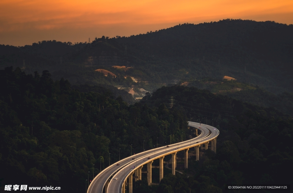 盘山公路森林背景素材