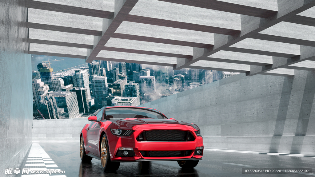 红色汽车行驶图片背景素材