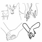 情侣牵手线描图