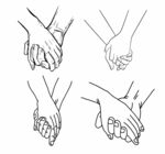 情侣牵手线描图
