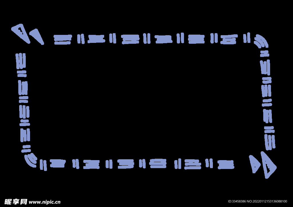 蓝色手绘简约线条边框