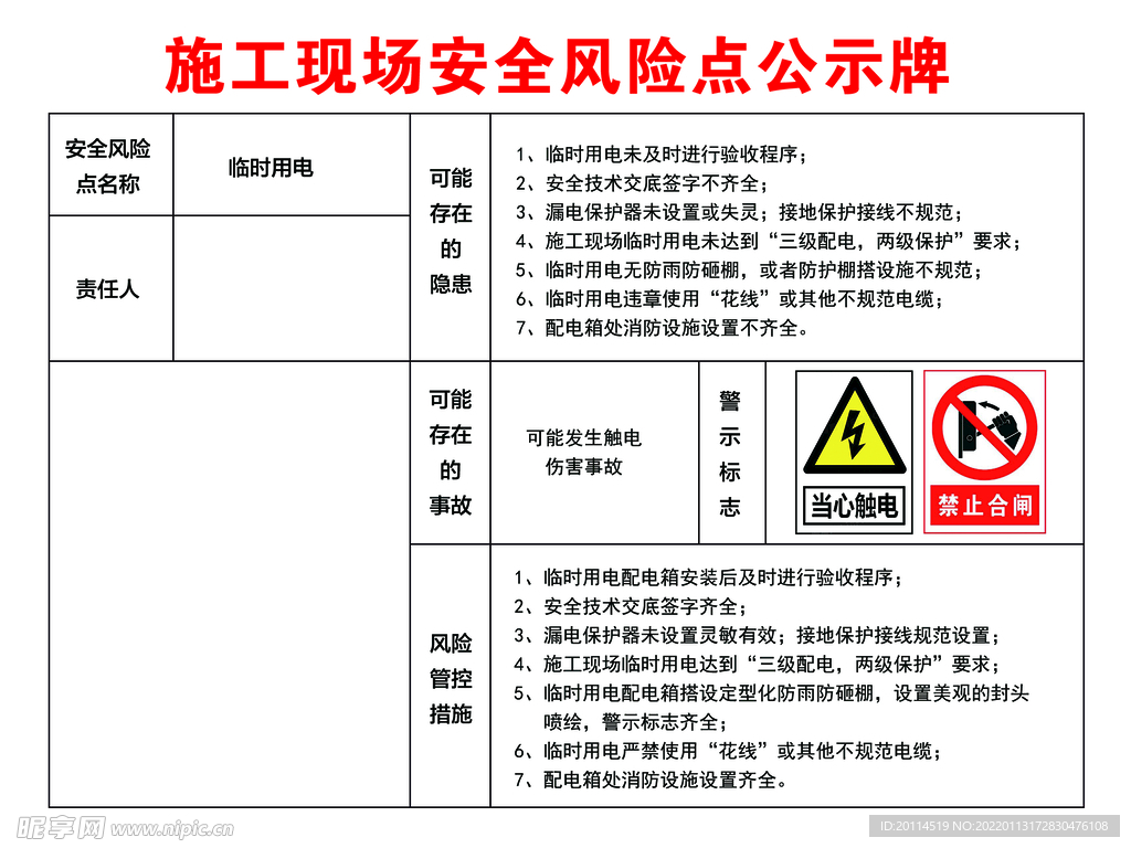 风险公示牌