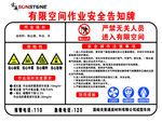 有限空间作业  警示牌