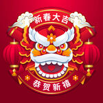 春节喜庆图标徽章元素