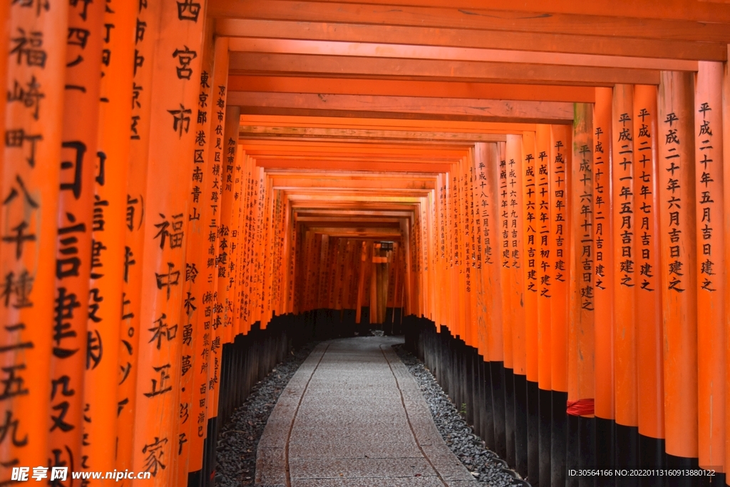 红色复古建筑长廊背景素材