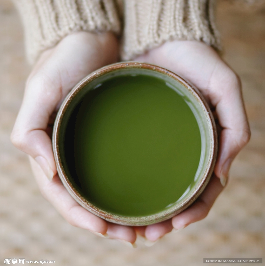 日式抹茶绿茶饮品背景素材