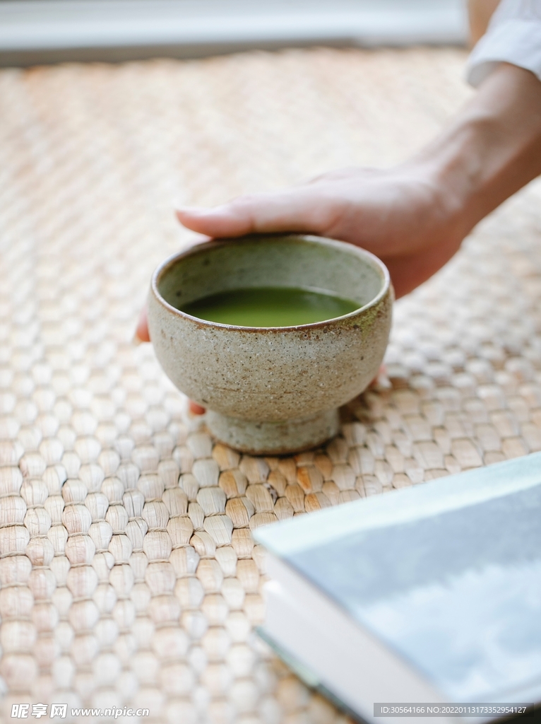 日式抹茶绿茶居家背景素材