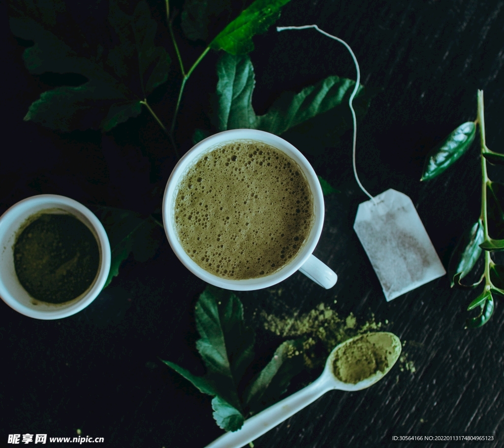 日式抹茶绿茶饮品背景素材