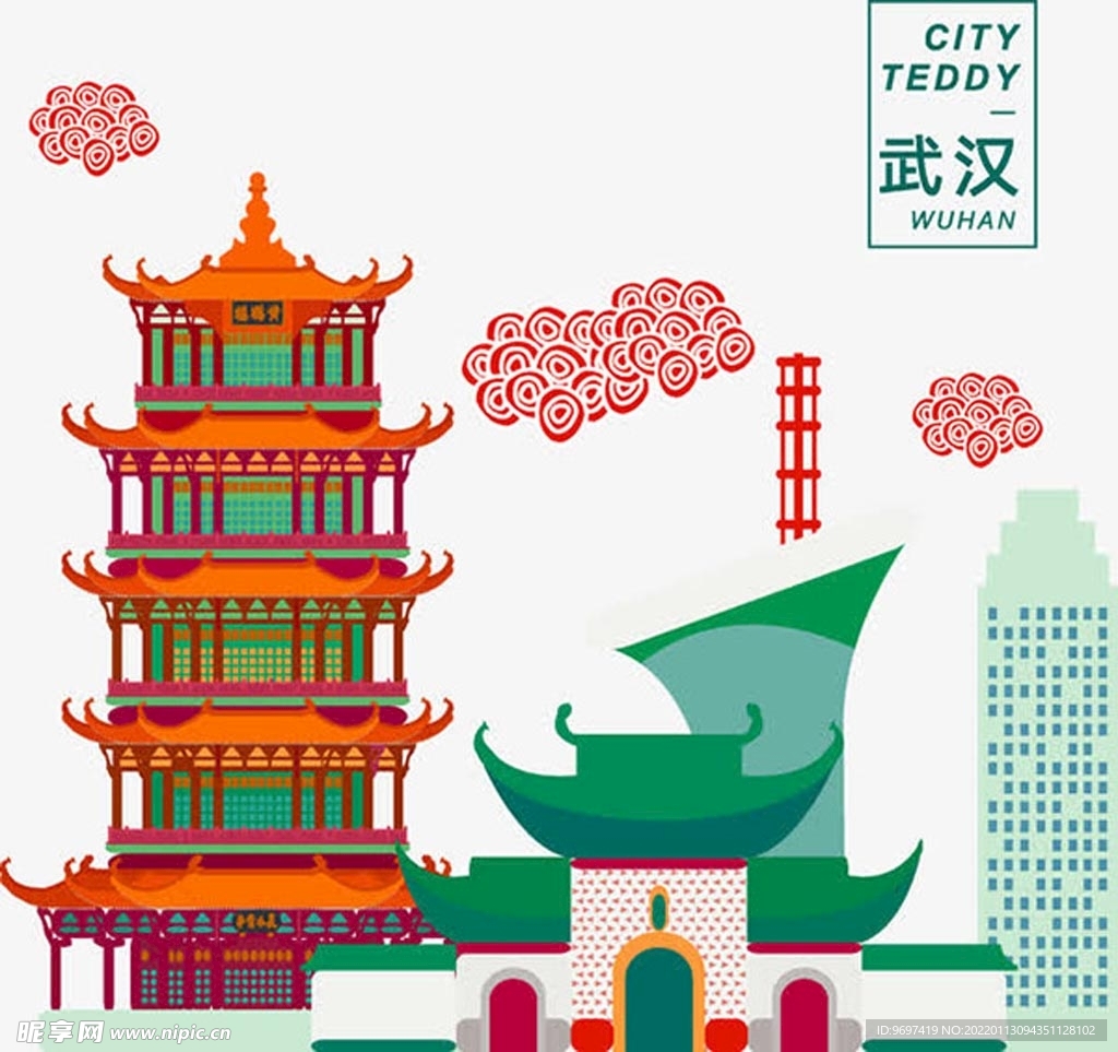 武汉旅游景点景区宣传海报