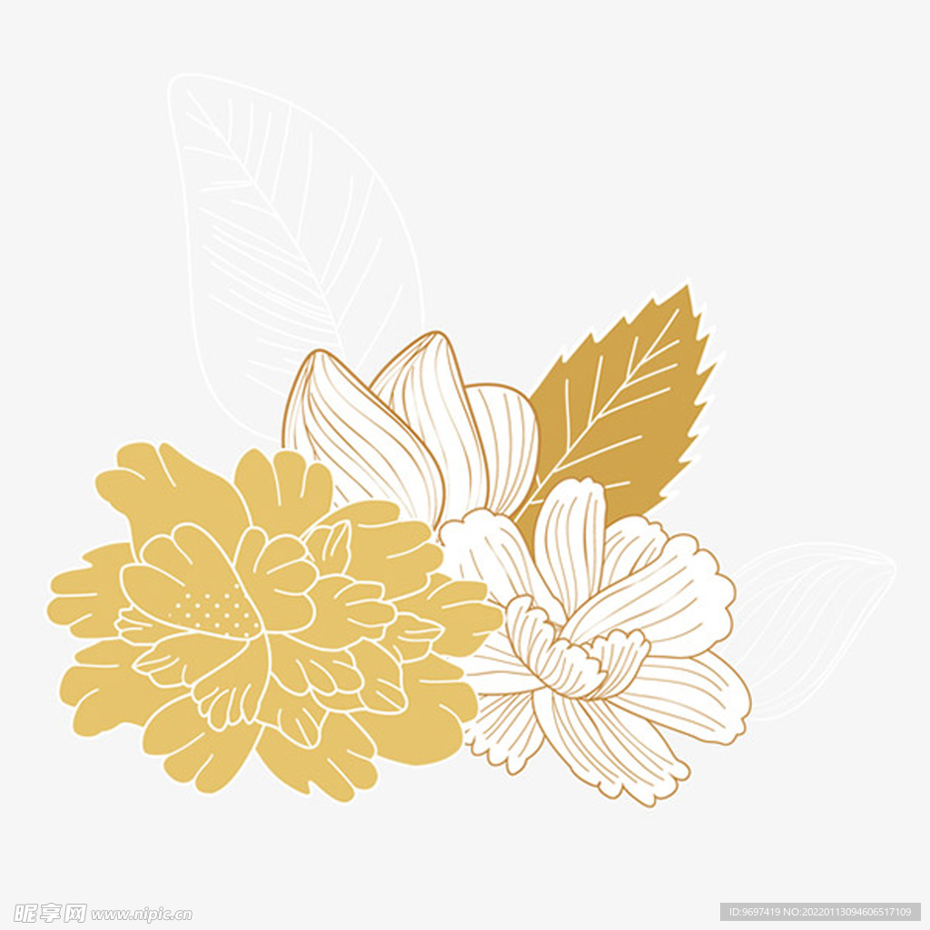 金色牡丹花