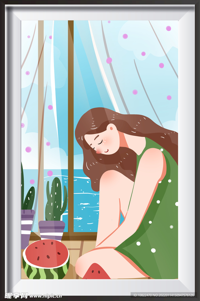 装饰画插画 西瓜