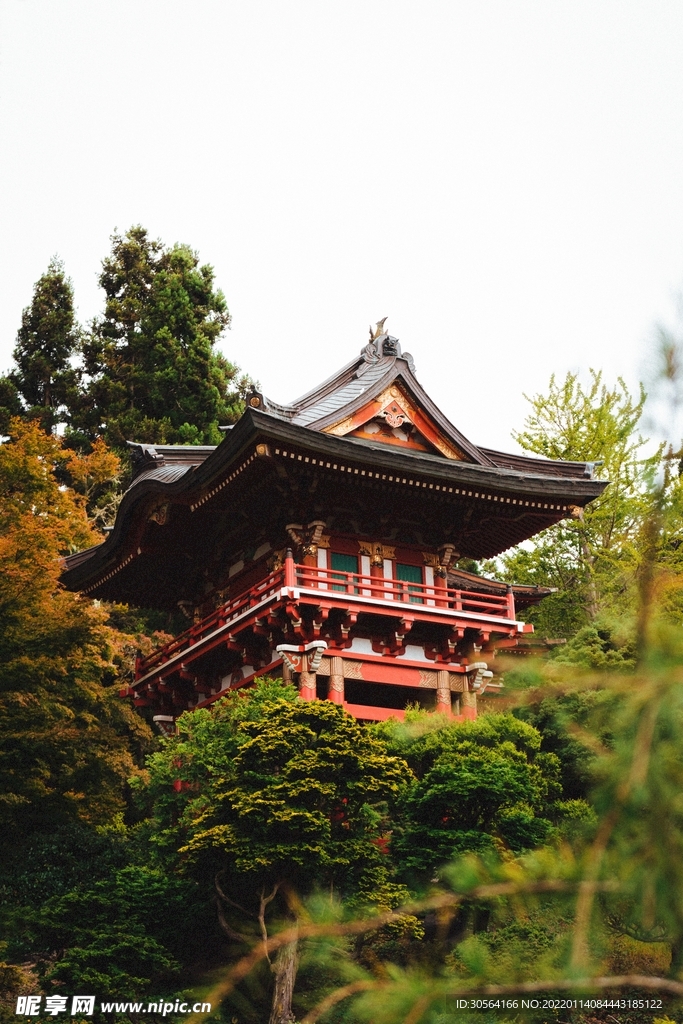红色复古建筑旅游背景素材