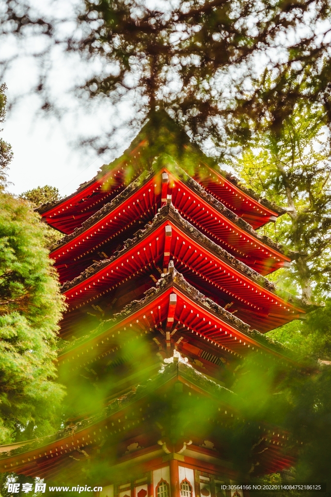红色复古建筑旅游背景素材