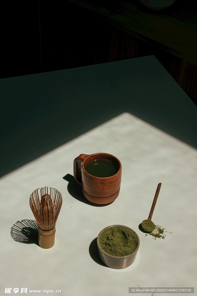 日式抹茶饮品绿茶背景素材