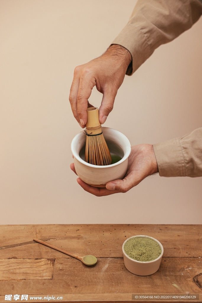 日式抹茶绿茶饮品背景素材