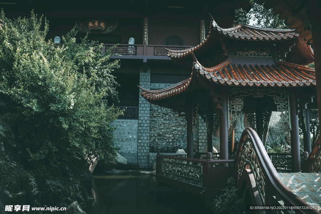 复古寺庙建筑背景素材