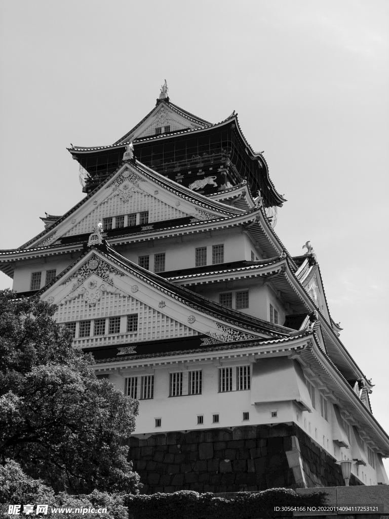 户外寺庙复古建筑背景素材