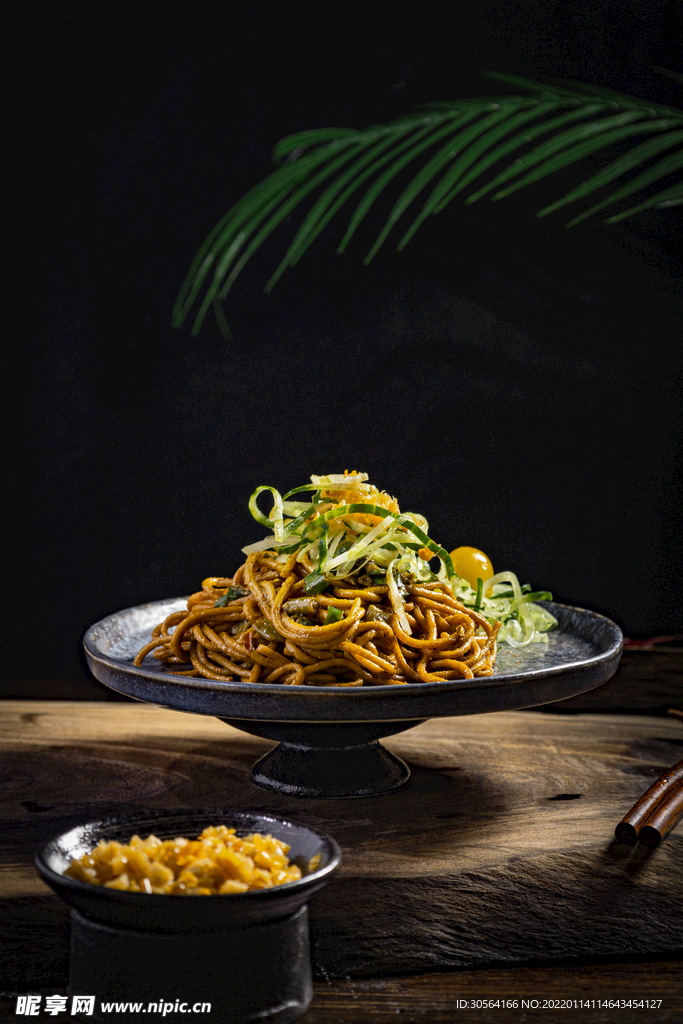 中式炒面美食食材背景素材