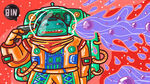 炫酷外星人宇航员涂鸦插画