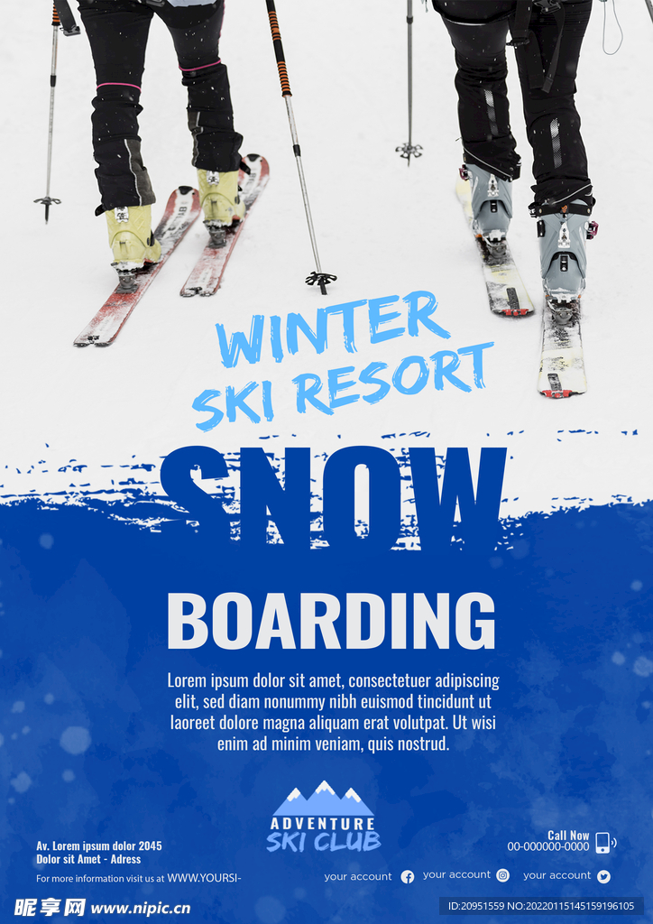 冬季滑雪海报模板