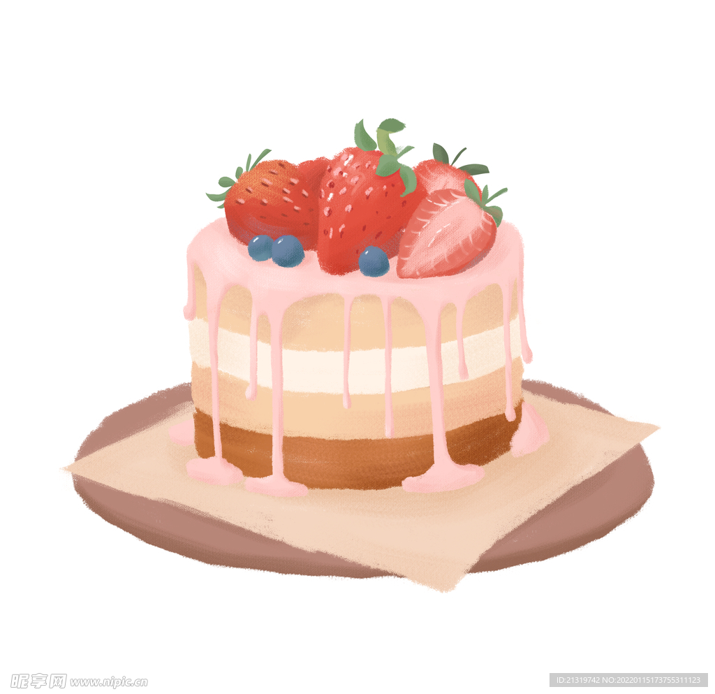 草莓蛋糕插画
