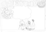 春节美食 手抄报 插画  线稿