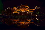 中式建筑洛邑古城夜景古建筑夜景