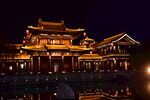 洛邑古城夜景中国古建筑木制楼阁