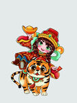 老虎与美女插画