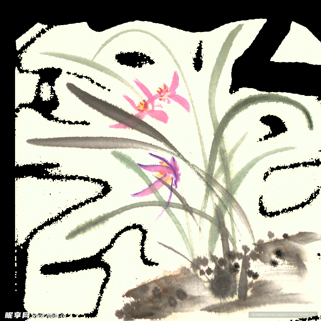 水墨兰花PNG  